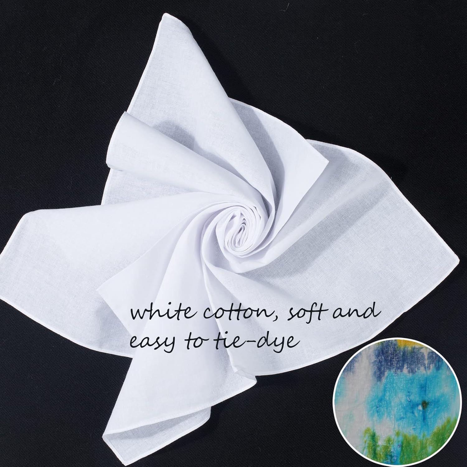 20 Pack White Cotton Scrunchies 12 Pcs White Bandana for Tie Dye Party Supplies