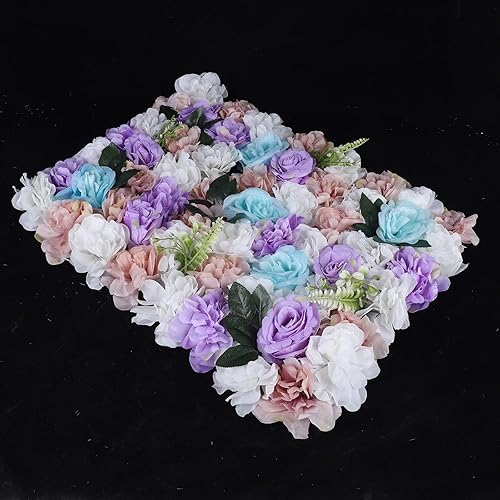 Vista 190 de 20 paneles de pared de flores artificiales, decoración de pared de 24 x 16 pulgadas, paneles decorativos de flores de hortensias para el hogar, 20