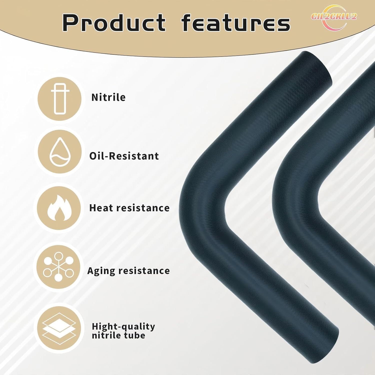 (2 Pack) 1 3/4" Gas Tank Filler Hose 90 degree with 4 Clamps,Reinforced Gasoline Fuel Filler Neck Hose (15-7/8" Long, 1.75" ID)