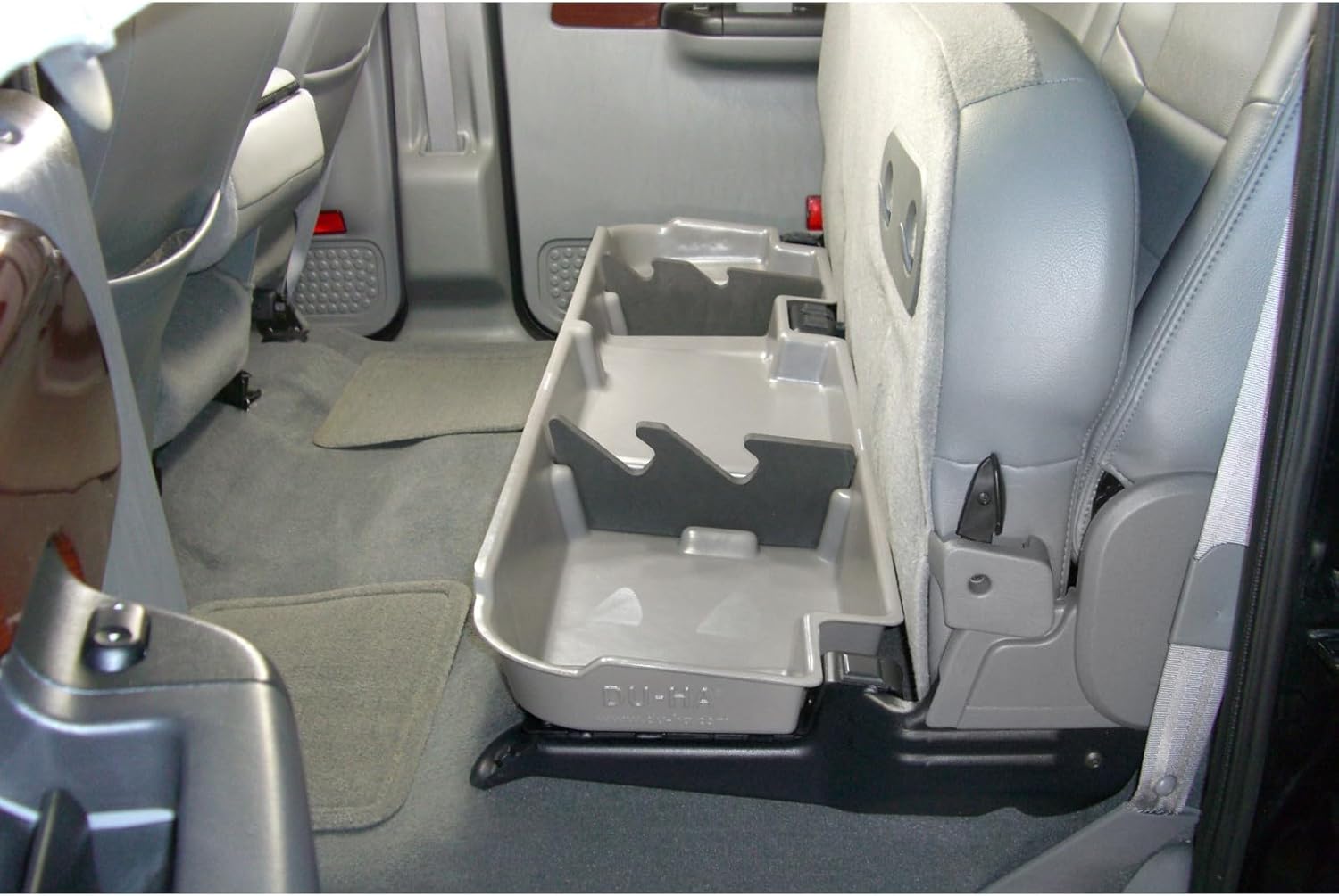 DU-HA DuHa 20067 Under Seat Storage fits 2003-2016 Ford F250 F350 F450 F550 Super Duty Crew Cab with 60/40 Split Bench Seats Only | Black Heavy-Duty Back Seat Organizer | Includes Dividers