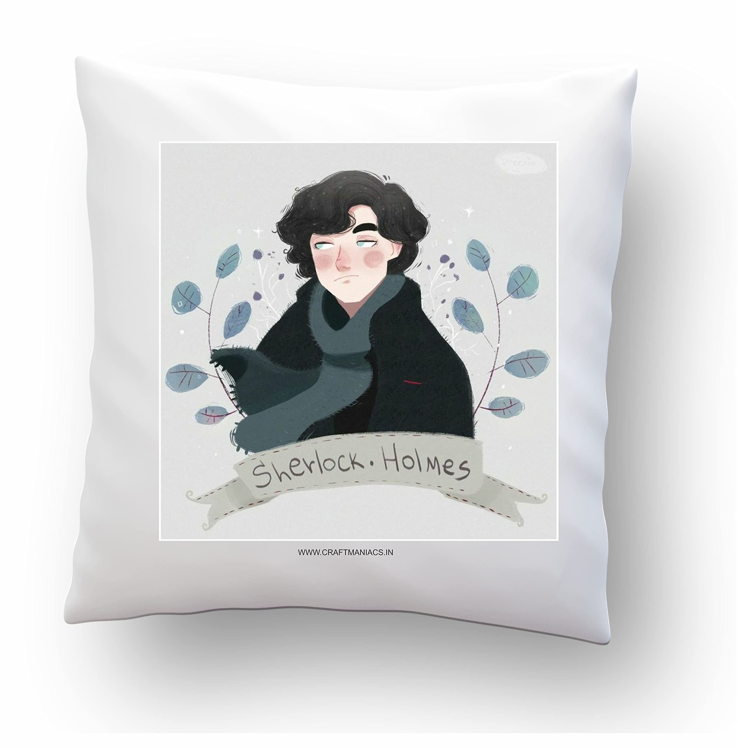 CRAFT MANIACS Sherlock Cartoon Fan Art 16 * 16 INCHES Pillow with Filler | Merch for Sherlock H Lovers