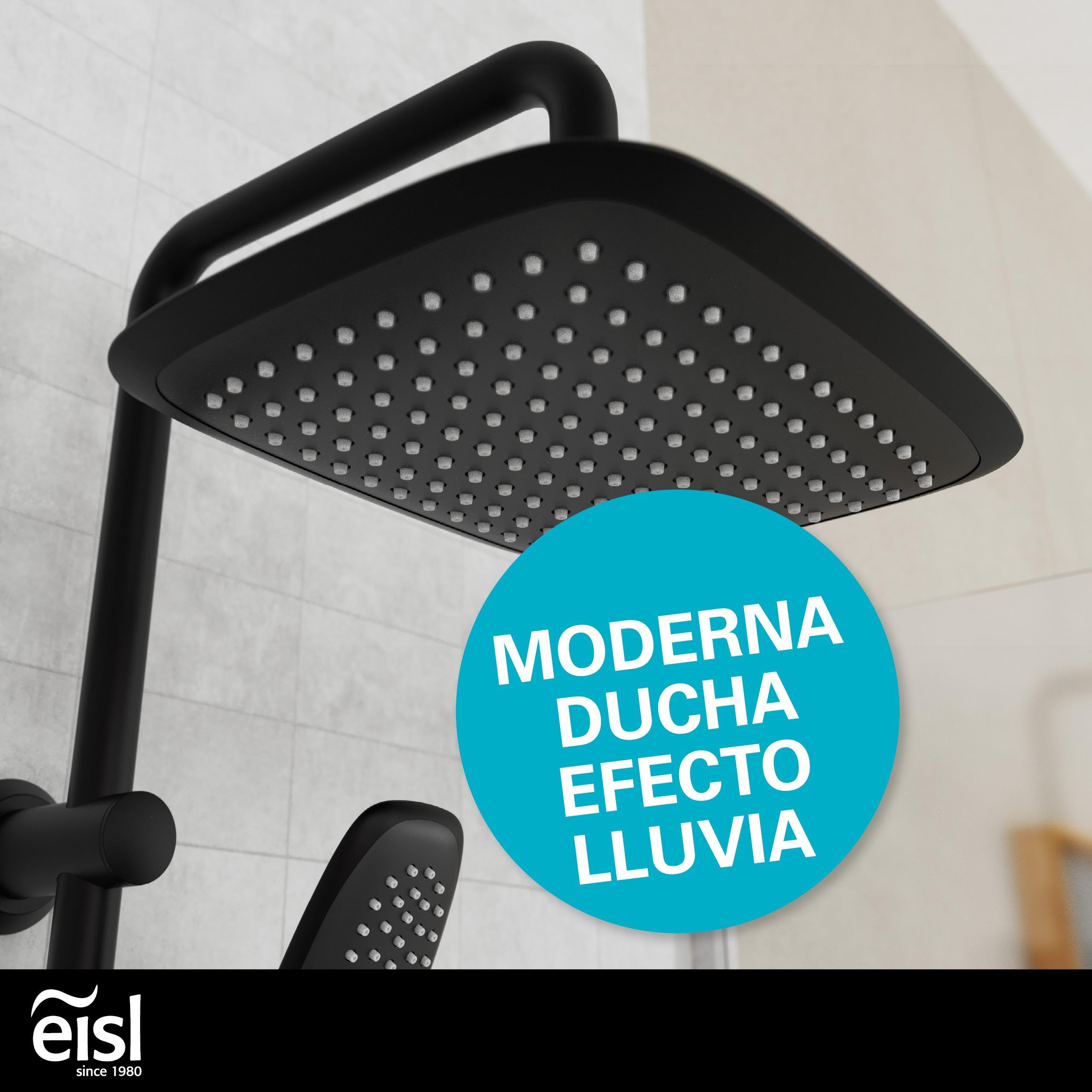 EISL Easy Fresh DX12006BL-A - Juego de ducha sin grifo (250 x 250 mm, sistema de ducha sin grifería 2 en 1, con ducha de lluvia grande (250 x 250 mm) y ducha de mano sin grifo para reequipar