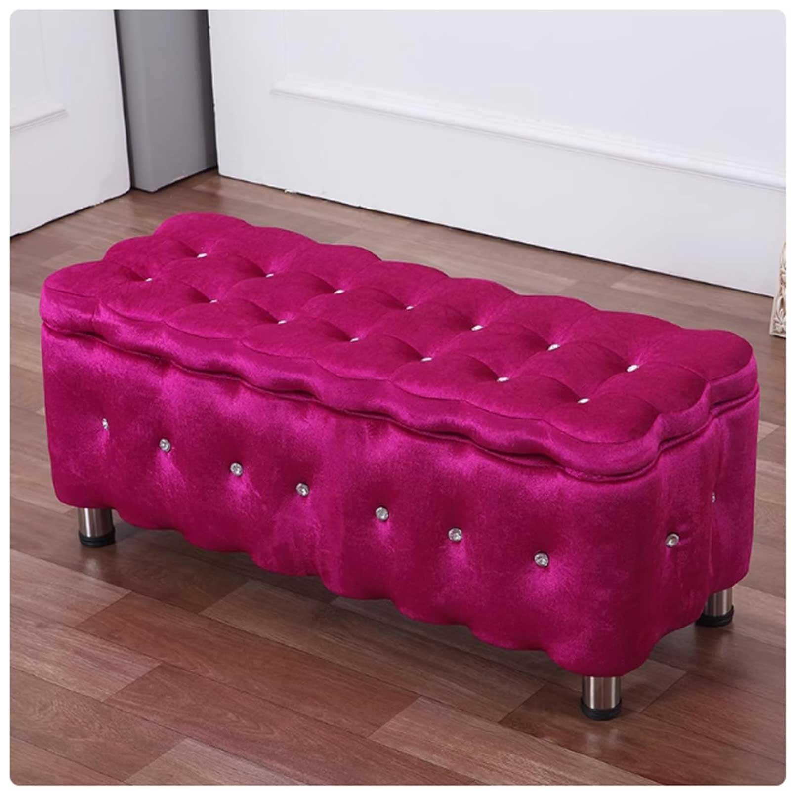 MSHGSKU Storage Bench Ottoman for Bedroom Large Capacity Footrest & Shoe Rack Metal Legs 100x40x40cm (39x16x16in) Stylish and Comfortable Pouf for Home Décor