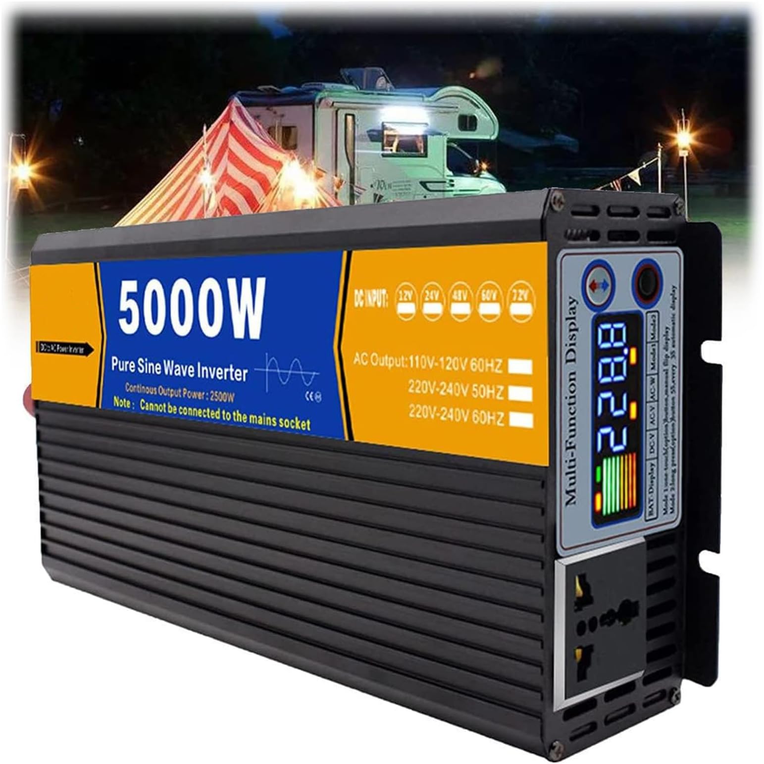 5000W DC 12V/24V/48V/60V/72V Pure Sine Wave Inverter Charger DC Input AC Output 120V/240V Low Frequency Solar Power Inverter Converter,12V to 220V
