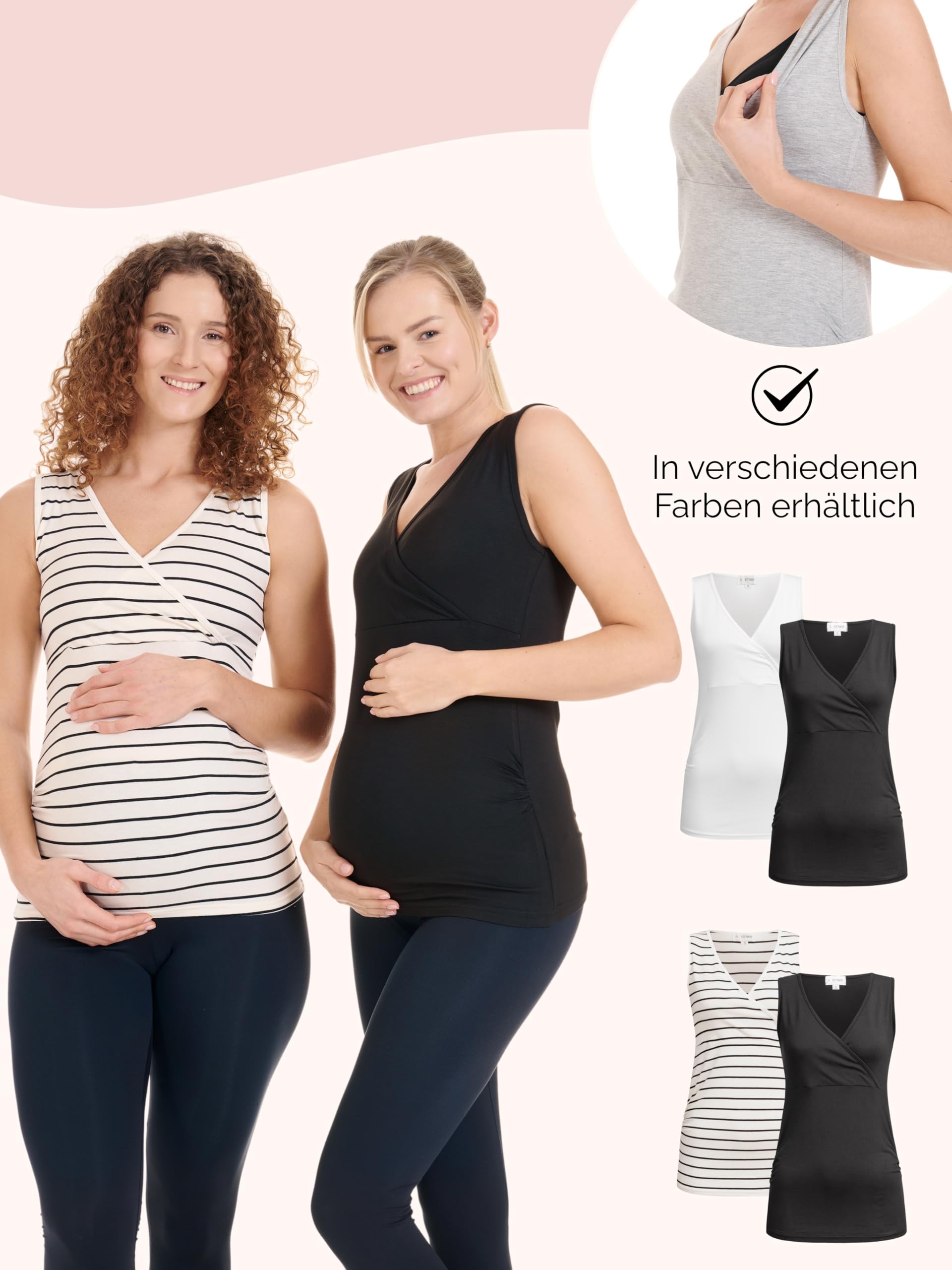 Herzmutter Stilltop-Umstandstop 2er-Set OekoTex 100 - Oberteil für Schwangerschaft - mit Stillfunktion - 6700