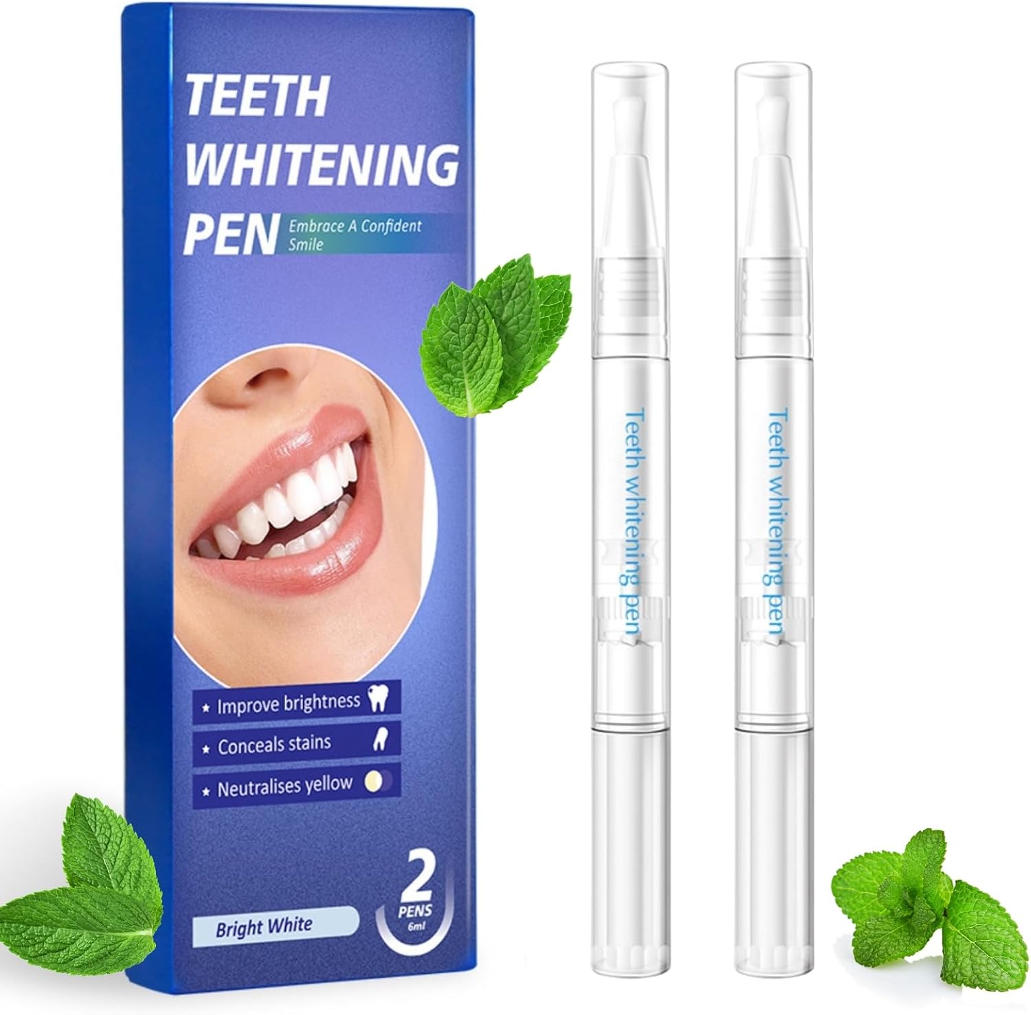 2X Teeth Whitening Pen, Teeth Whitener Pen Gel Effective Tooth Whitening Pens Kit for Stain Removal, Friendly and Painless, Portable, Easy to Use