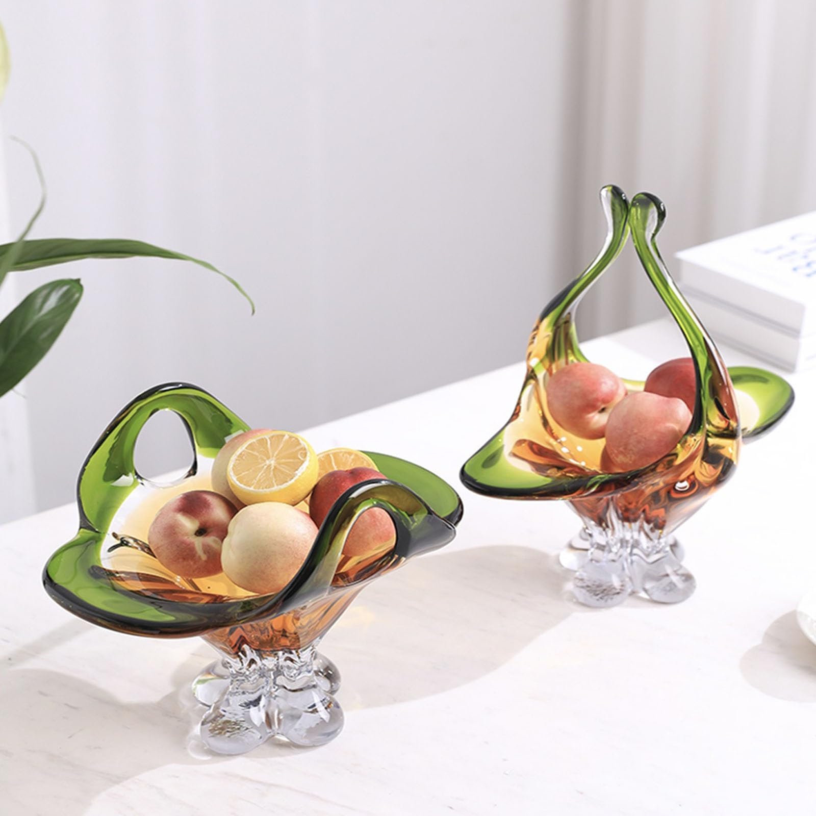 obstschalen Großer Glas-Obstteller, Glaskristall-Geschirr, dekorativer Dessertteller, Hochzeits-Süßigkeitenteller, dekorative Schüssel for Salat, Obst, Gemüse, Kuchen, Süßigkeiten, Snacks bonbonschale