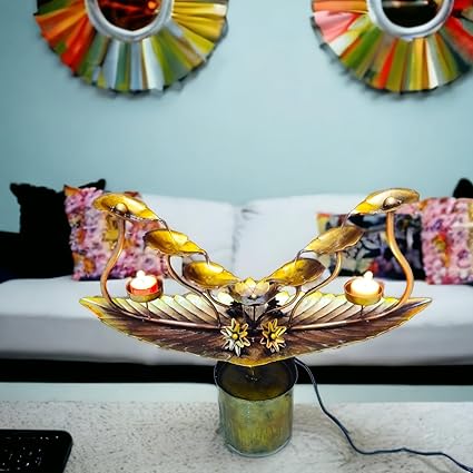 Baba Handicrafts Tealight Waterfall Tabletop Water Fountain with Candle Decor for Desktop Bedroom Home Accent