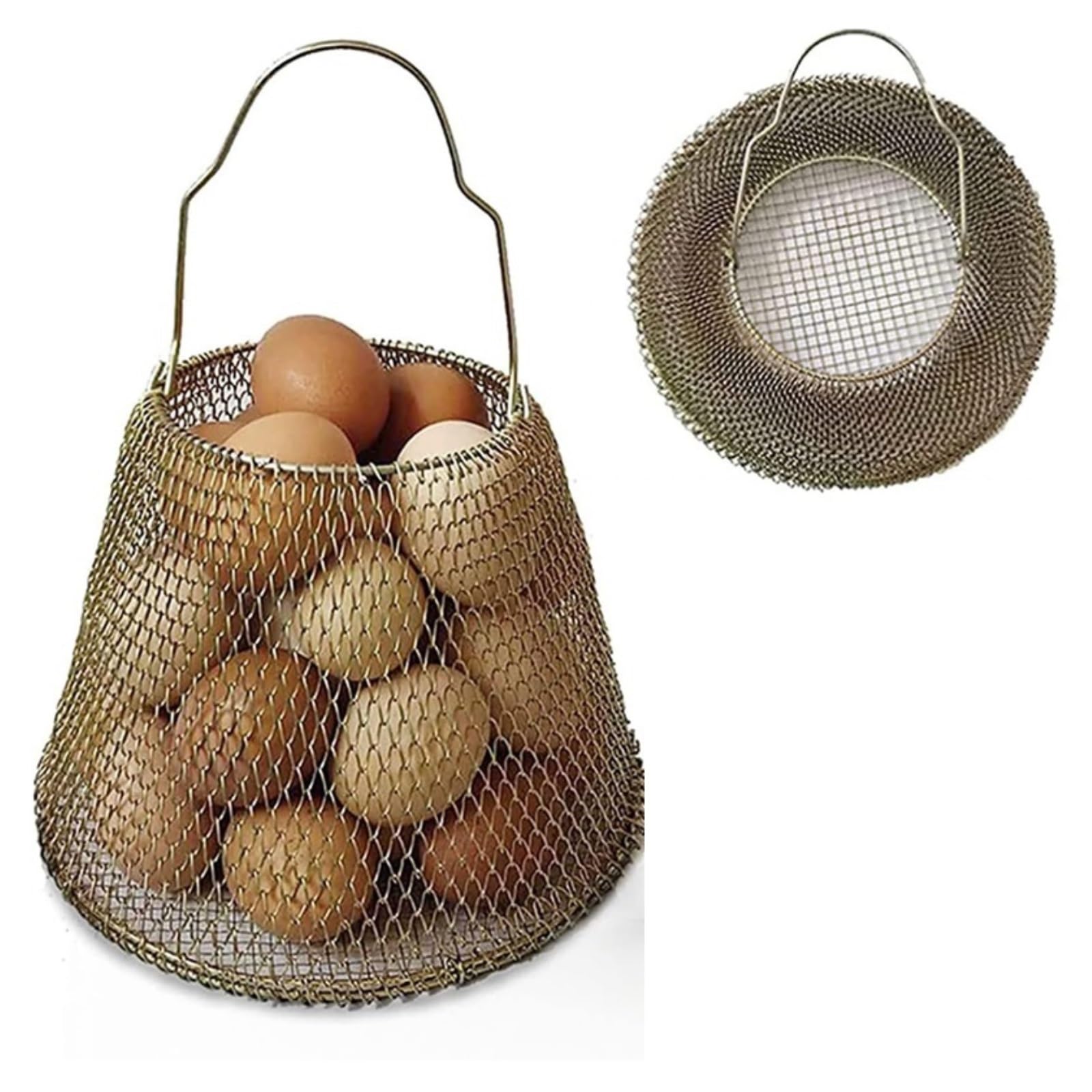 Cesta Recogedora Huevos Cesta Recogedora De Huevos, Plegable Para, Almacenamiento, Cestas Frutas Con Asa Decoración Cocina(Sliver)