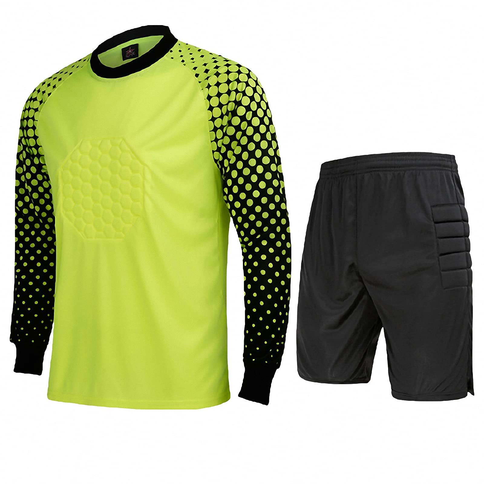 Traje de Camiseta de Portero para Hombre,Jersey de Portero Ajustada y comprimida, combinada con Pantalones Cortos de Secado rápido, Adecuado para Fitness, Ciclismo