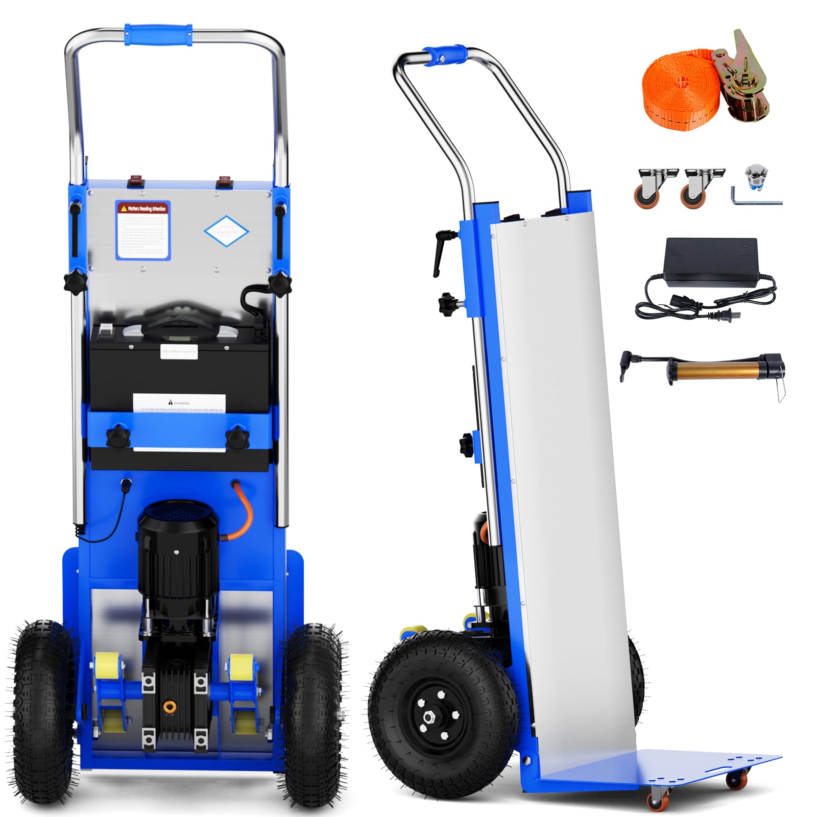 Electric Stair Climbing Dolly, 880lbs Capacity 1200W Powered Hand Truck, Fits Straight & Curved Stairs, 1-Person Operation, Heavy Duty Stair Climber