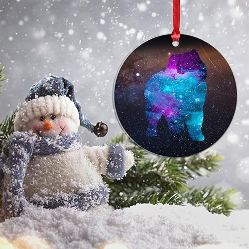 Miniatura 4 de Adornos de Navidad acrílicos de cielo estrellado para perro, Chow Chow, adorno conmemorativo de Navidad para niños, acuarela, galaxia, perro,