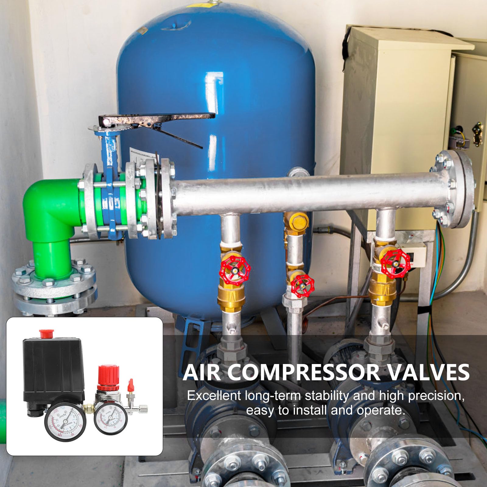 Regolatore Pressione Aria Compressore con Valvola e Manometro Controllo per Compressori Aria Materiale Durevole e Funzionamento Efficiente