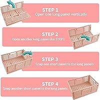 Vista 4 de Domiella Paquete de 2 cajas para almacenamiento, cajas de almacenamiento apilables de plástico, plegables para oficina, hogar, cocina, dormitorio