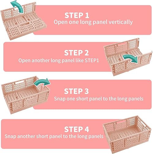 Miniatura 4 de Domiella Paquete de 2 cajas para almacenamiento, cajas de almacenamiento apilables de plástico, plegables para oficina, hogar, cocina, dormitorio,