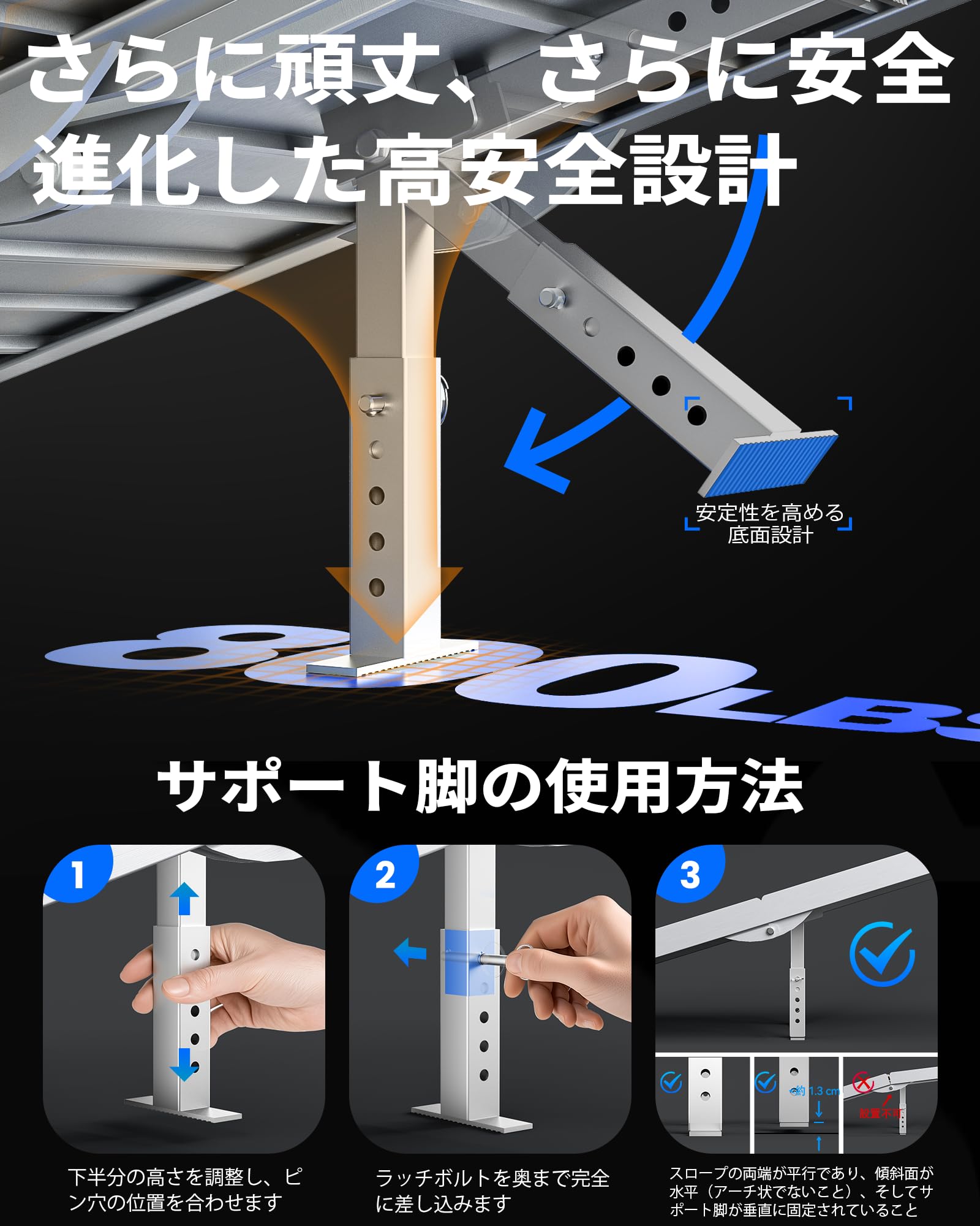 LEMNISCATE 車椅子用 スロープ 243cm 73cm 362kg Amazon.co.jp: LEMNISCATE 車椅子 用 スロープ サポート脚付き 長さ