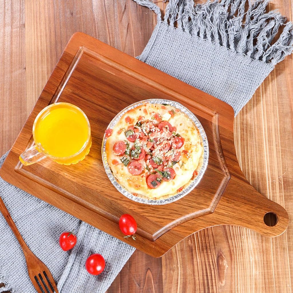 Tabla de Cortar de Madera, Tabla de Queso Madera Acacia con Asas Cortar(39 * 24 * 2cm)
