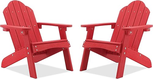Miniatura 8 de LUE BONA Silla Adirondack para niños, silla Adirondack de plástico de madera de polietileno gris, silla Adirondack para niños pequeños resistente a