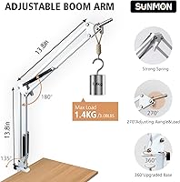 Vista 3 de SUNMON Brazo de brazo blanco para Fifine K688 - Brazo de brazo de micrófono compatible con micrófono Fifine, brazo de brazo de micrófono con clip