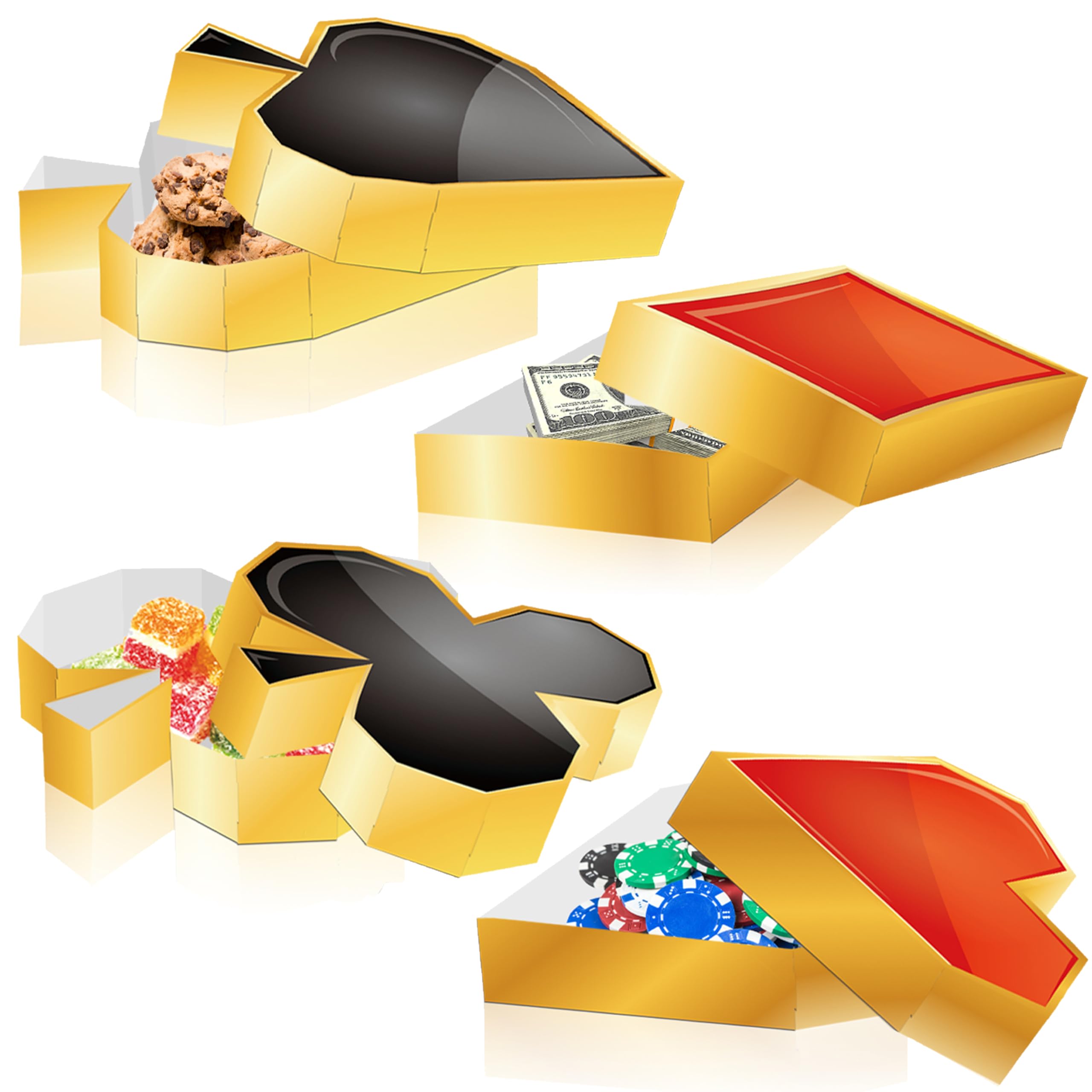 C L cooper life 4pcs Poker Favor Boxes Casino Party Decorations Casino Poker Theme Party Favor Candy Treat Boxes for Game Night New Year Prom Party Las Vegas Theme Birthday Party Baby Shower Supplies