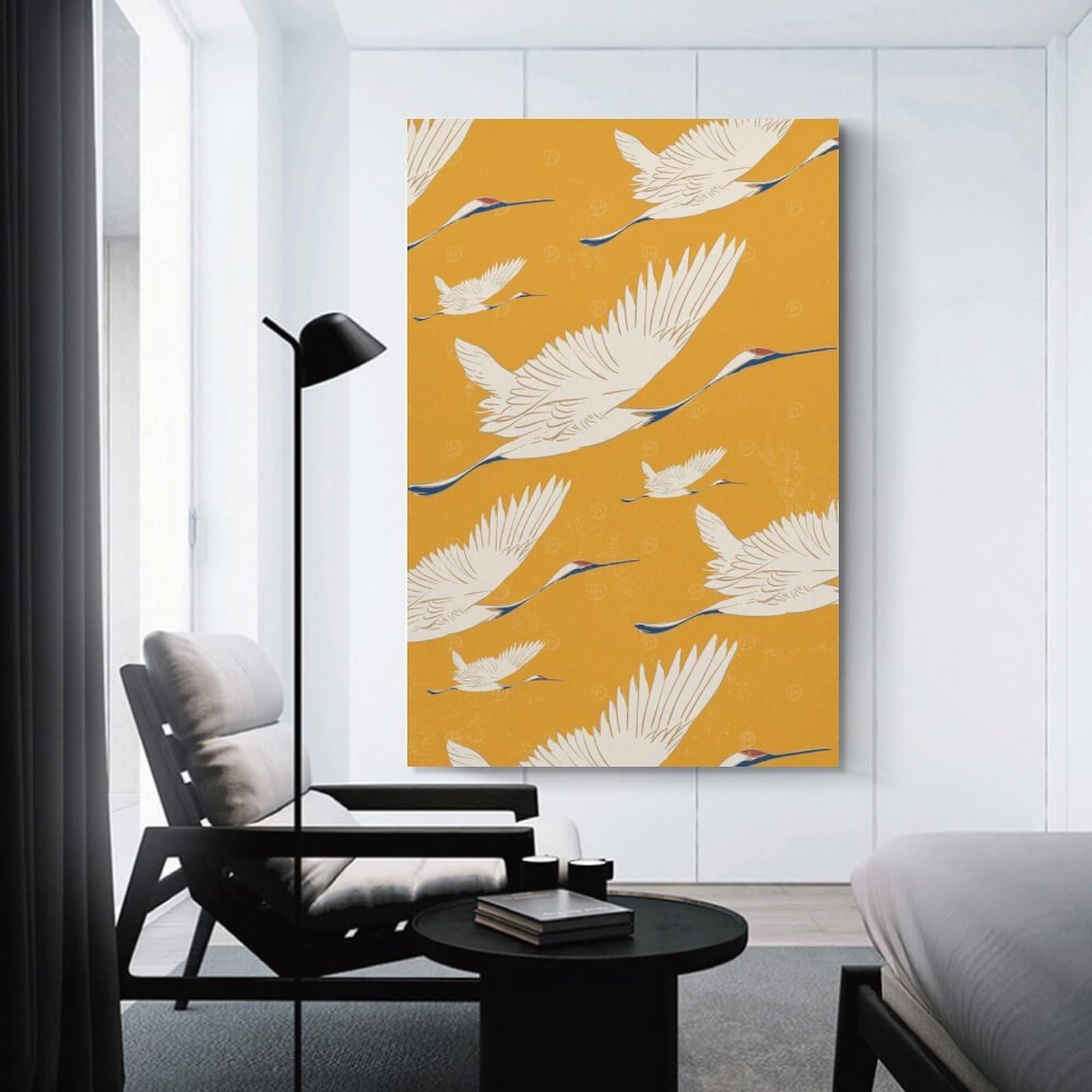 Junmoney Decorative Wall Artwork Flying Cranes Pattern, 16x24inch(40x60cm), for Living Room, Lounge Or Sitting Room, Modern Wall Decor for Cosy Interiors