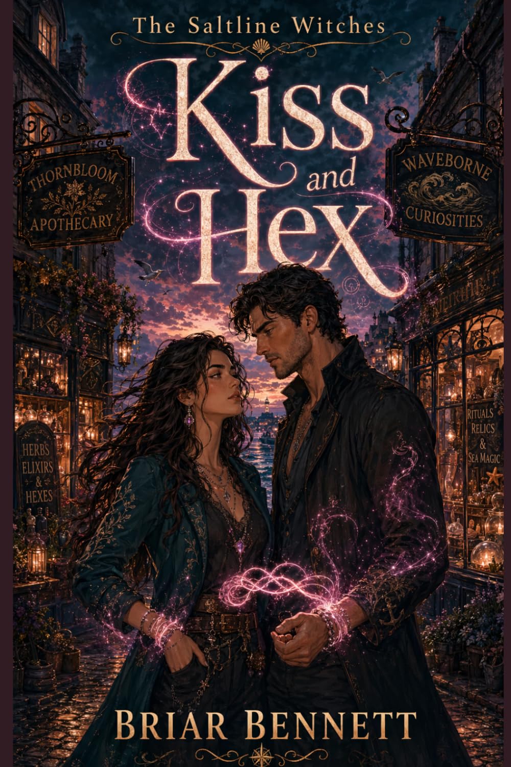 Kiss and Hex: A rival shopkeepers paranormal romance of linked magic (The Saltline Witches)