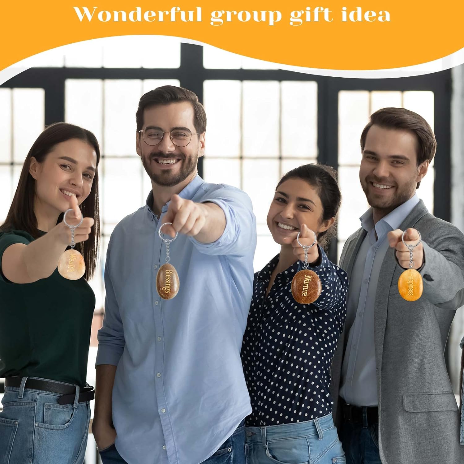 Miniatura 7 de Taiyin 40 llaveros con cita inspiradora, regalos de piedras motivacionales, llaveros positivos grabados, piedras inspiradoras, regalos para