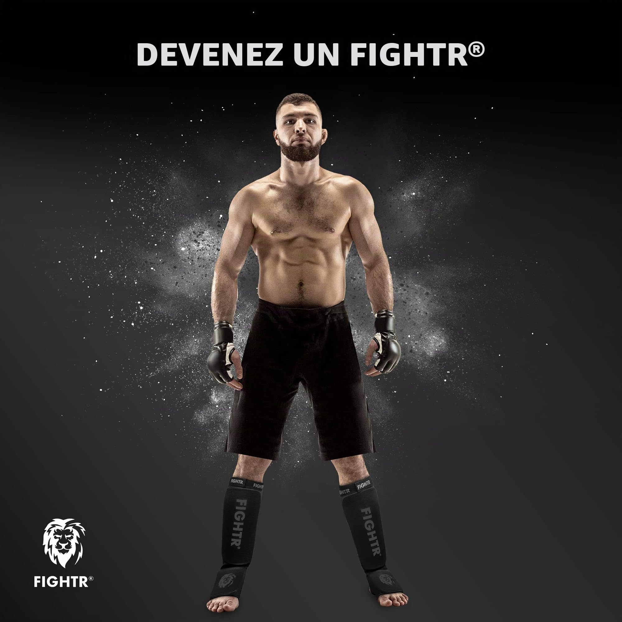 FIGHTR® Protège-Tibias - avec Une Assise Parfaite et Un Rembourrage idéal | Protège-Tibias pour Kicks en Kickboxing, MMA, Muay Thai et Autres Sports de Combat