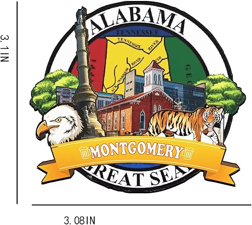 Miniatura 3 de Montgomery Alabama USA - Imán de madera para nevera, monumentos 3D, recuerdos coleccionables de viaje, decoración hecha a mano -1288