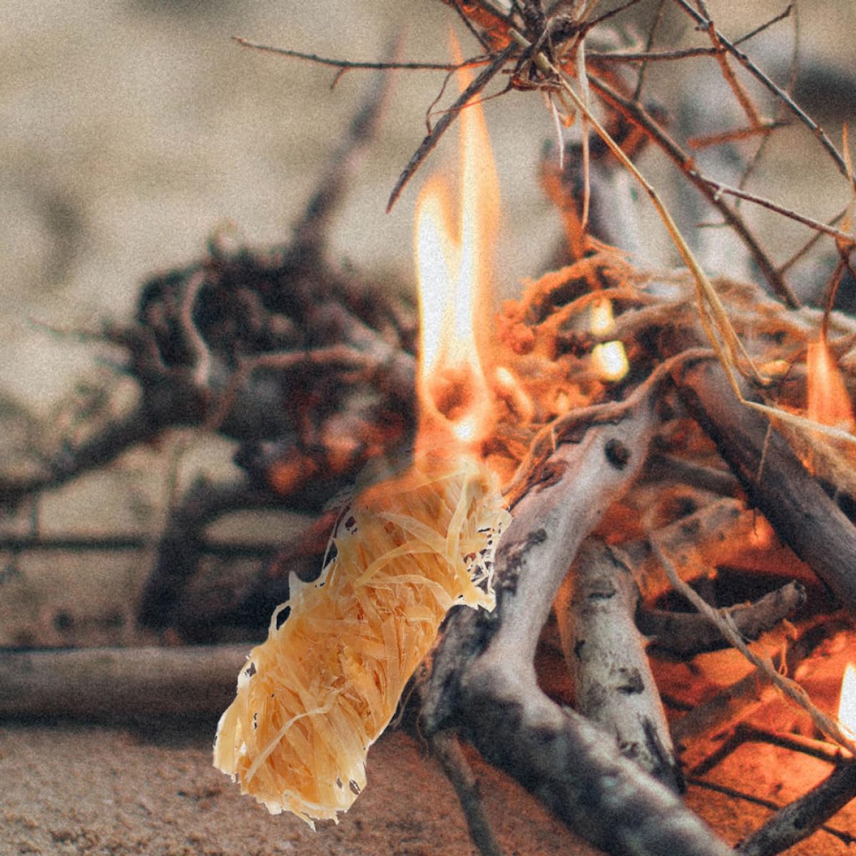 IMIKEYA Encendedor Natural para Barbacoa de Madera Resistente al Viento, 50 Piezas de Madera Khaki para Chimeneas y Camping en Cualquier Clima