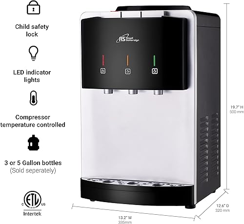 Miniatura 2 de Royal Sovereign Dispensador de agua de encimera de tres temperaturas, plata/negro (RWD-300B)