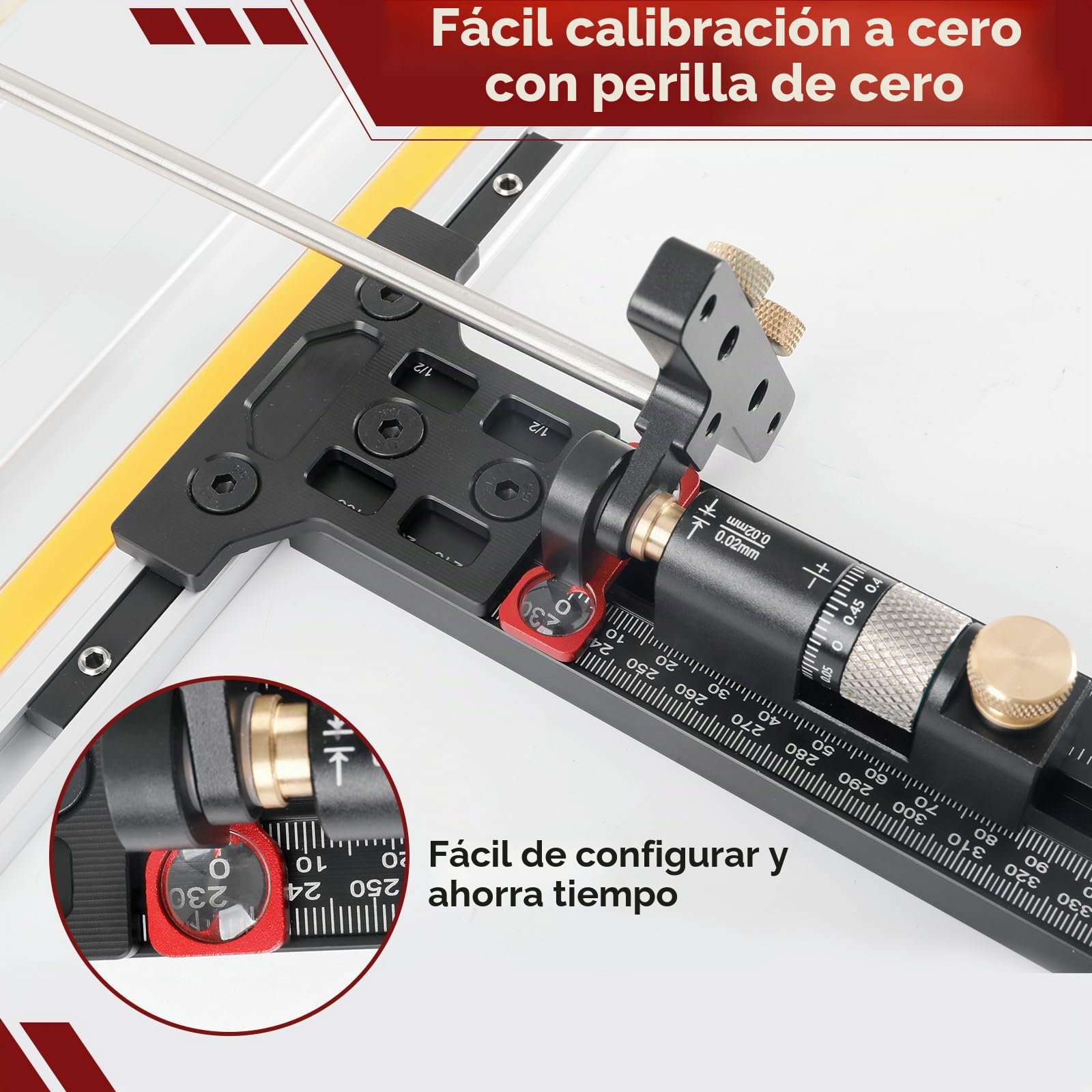 Sistema de guía paralela para sierra de oruga con parada de micro ajuste reversible, herramientas auxiliares de corte de carpintería de precisión con calibración cero compatibles con Festool