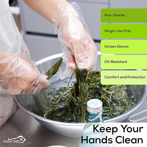 Miniatura 7 de KLEEN CHEF Guantes desechables de polietileno de limpieza de puño largo, talla única, pequeña, mediana, grande, XL