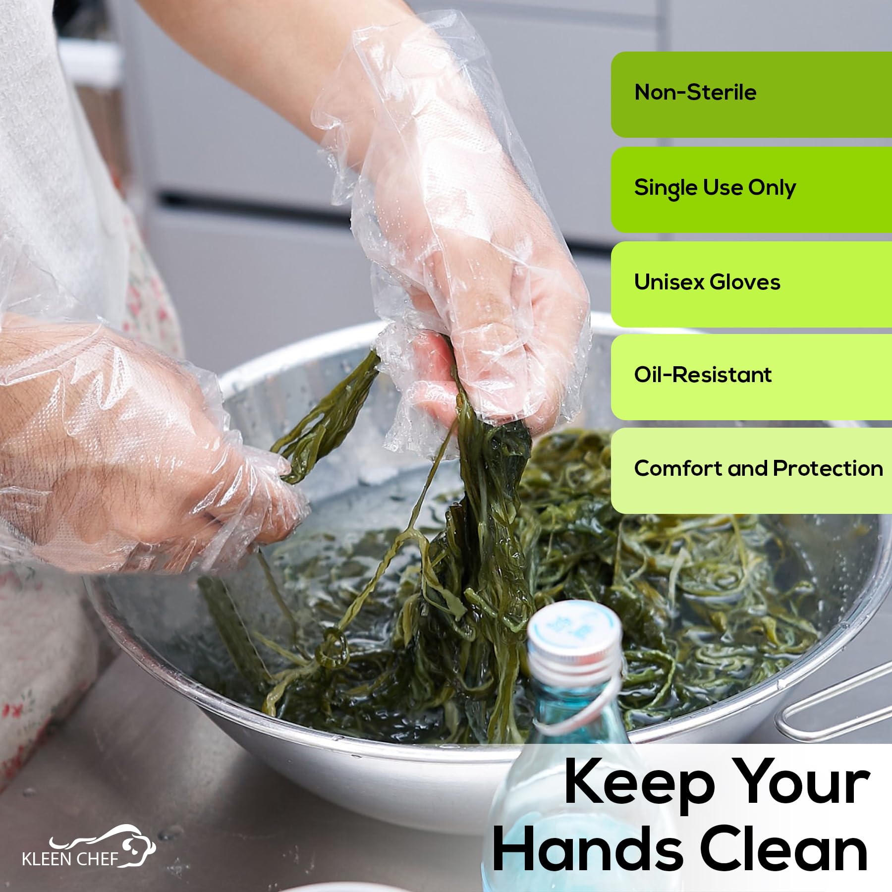KLEEN CHEF 2100 piezas de guantes desechables de plástico pequeños | guantes transparentes desechables para la preparación de alimentos, cocina, limpieza, procesamiento de alimentos