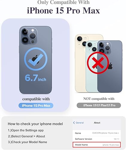 Miniatura 2 de GVIEWIN Funda magnética para iPhone 15 Pro Max con protector de pantalla + protector de cámara, compatible con MagSafe protección contra caídas de