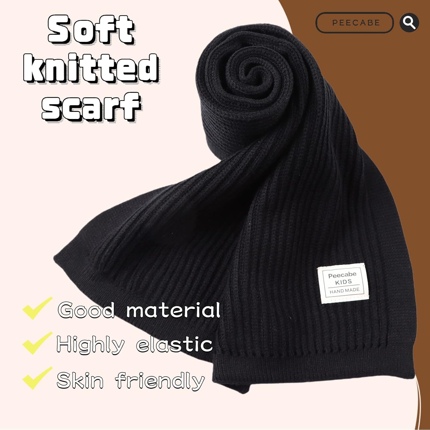 Peecabe Kids Scarf Soft Warm Knit Neck Warmer Winter Classic Scarf for Boys Girls - Image 3
