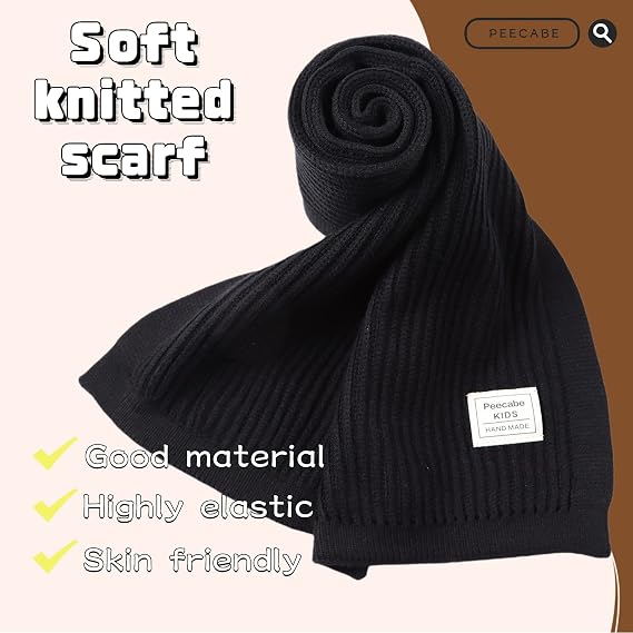 Peecabe Kids Scarf Soft Warm Knit Neck Warmer Winter Classic Scarf for Boys Girls