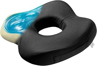 Mount-It! Office Seat Cushion, Premium Lumbar Support, Memory Foam, Gel Filling, Ergonomic Comfort Chair, Use in Car, at Desk, Home, Back, Hip Sciatica Cushions - Washable Cover in Black…