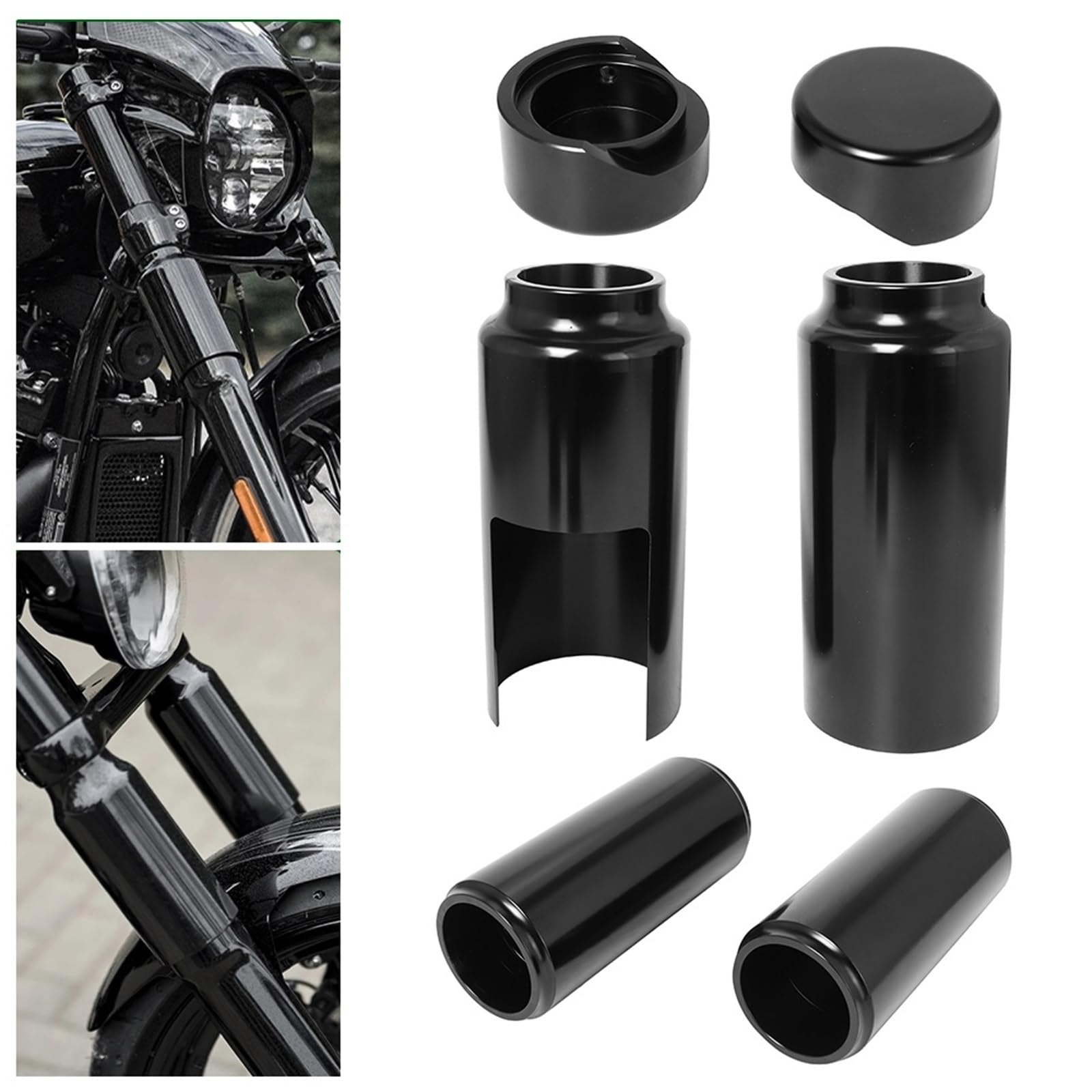Pasuje Do Harley Softail FXBR/S Breakout 2018-2022 Pełna Przednia Górna Osłona Widelca, Dolne Osłony Rur Ochraniacz widelca motocyklowego Osłony(Black a)