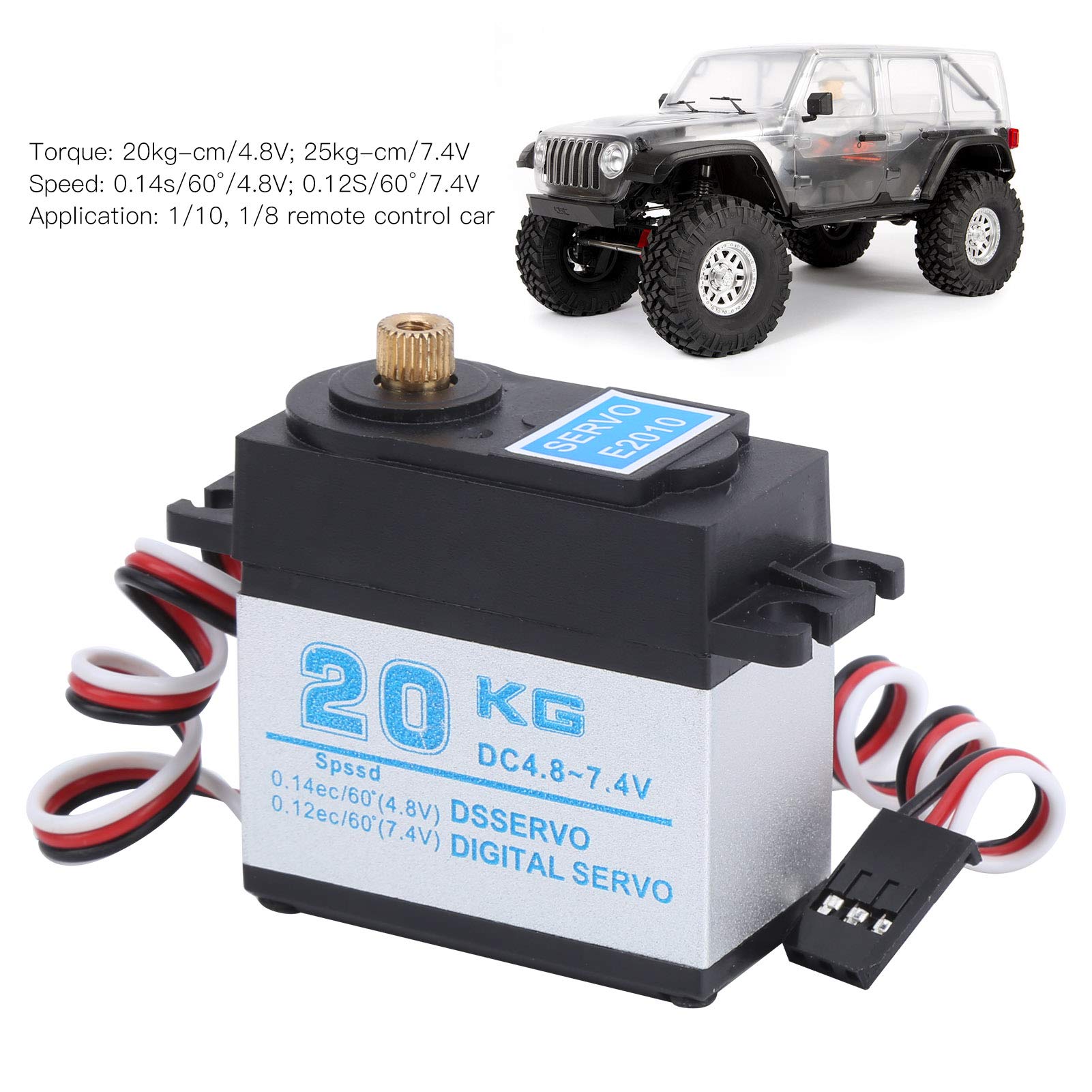 Keenso Servo, 4 Piezas Plateado Impermeable de Metal RC servo Digital de dirección para Coche de Control Remoto a Escala 1/8 1/10