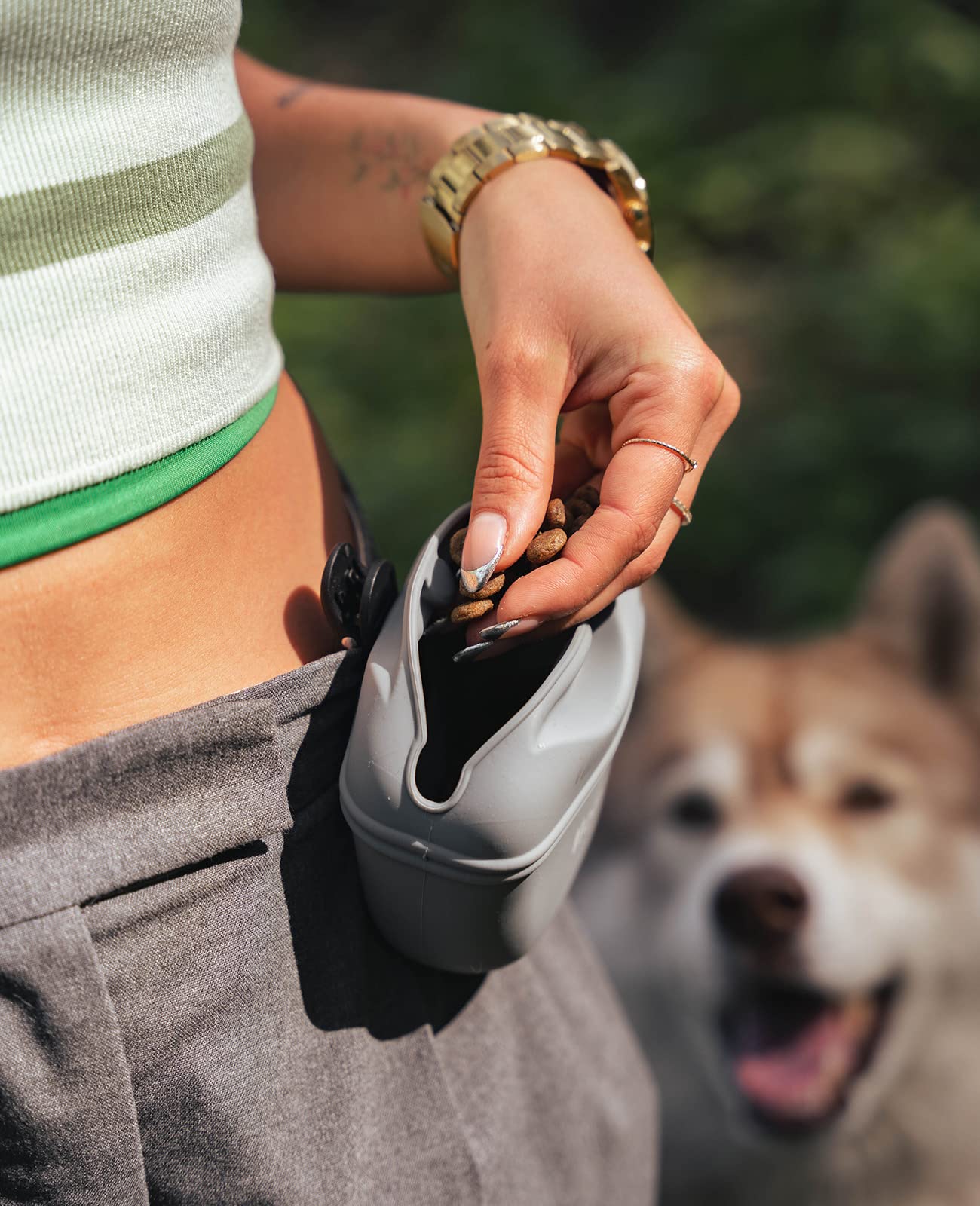 lionto Sacchetto per Cibo per Cani Sacchetto da addestramento in Silicone con Chiusura Magnetica, Set da 2 pz