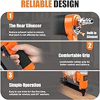 Vista 3 de KAMSIN KN7116 - Grapadora neumática para tapicería, pistola de grapas de alambre fino, kit de grapadora con 10000 piezas de longitud de pierna de 38