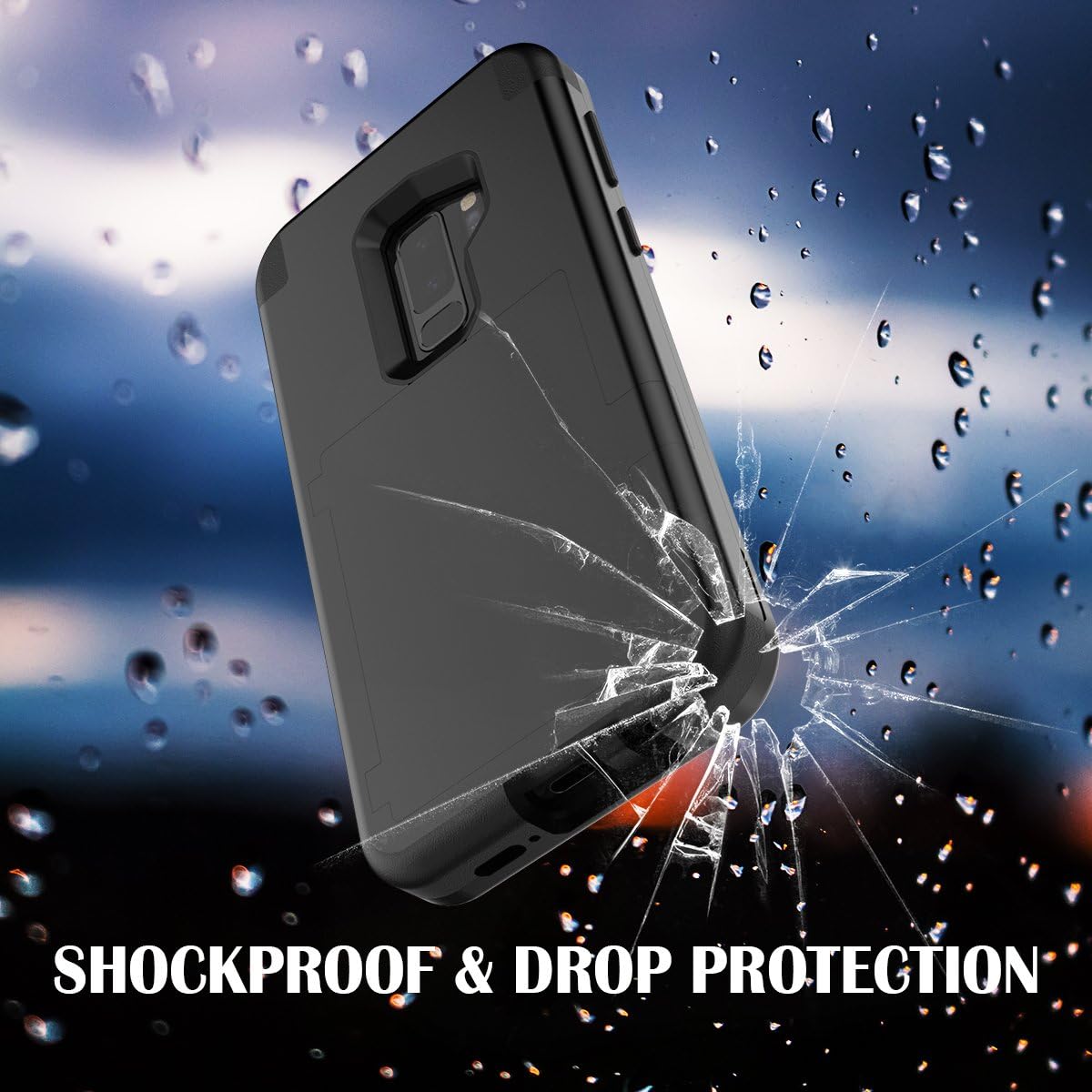WeLoveCase S9 Plus Wallet Case Defender Wallet Design with Mirror and Card Holder Heavy Duty Protection Shockproof 3 in 1 All-Round Armor Protective Case for Samsung Galaxy S9 Plus - Black
