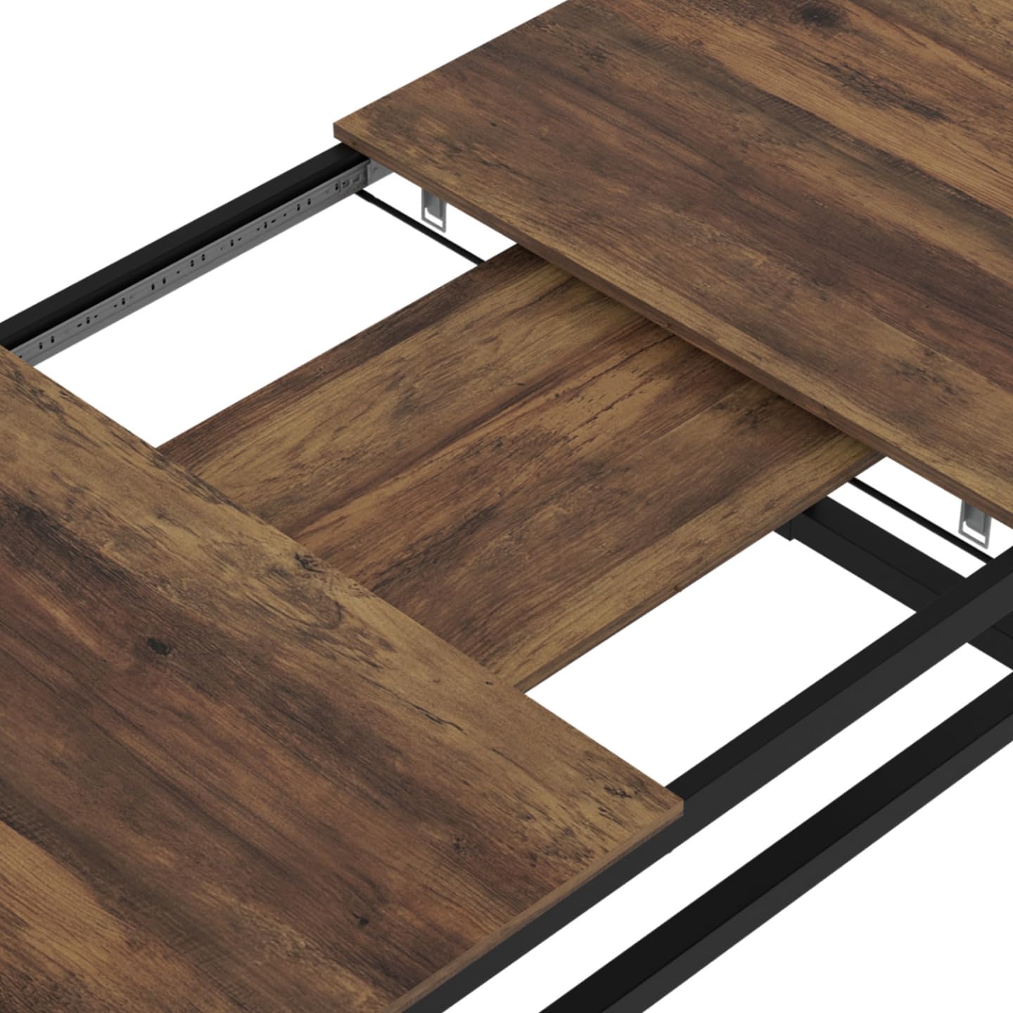 IDMarket - Mesa de comedor extensible rectangular Hawkins 6-10 personas madera oscura 160-200 cm