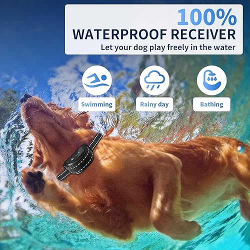 Miniatura 6 de Collar de choque para perro con control remoto, collar eléctrico de entrenamiento para perros de 1650 pies, collar electrónico recargable