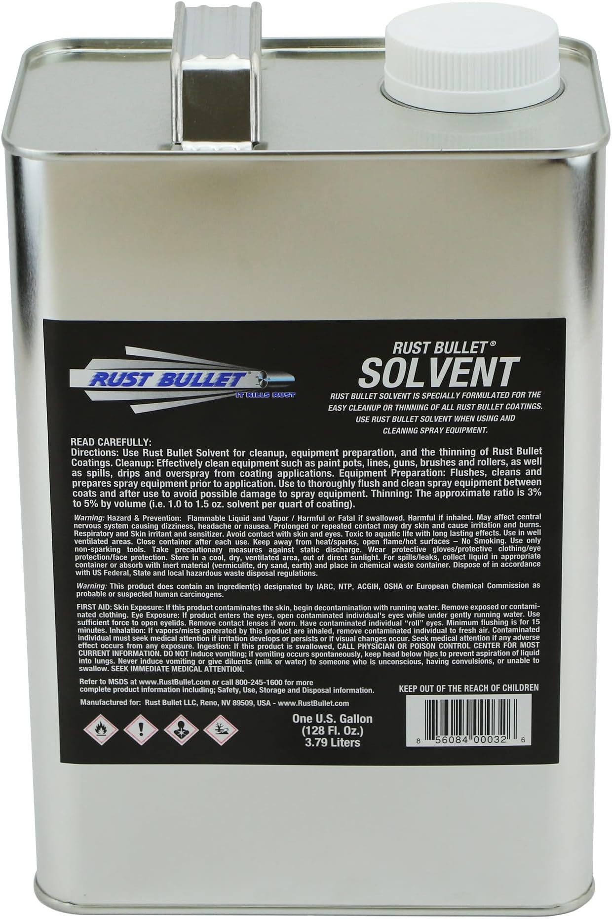 Solvent - 1 Gallon - Specially Formulated for Easy Cleanup or Thinning of Rust Bullet Coatings