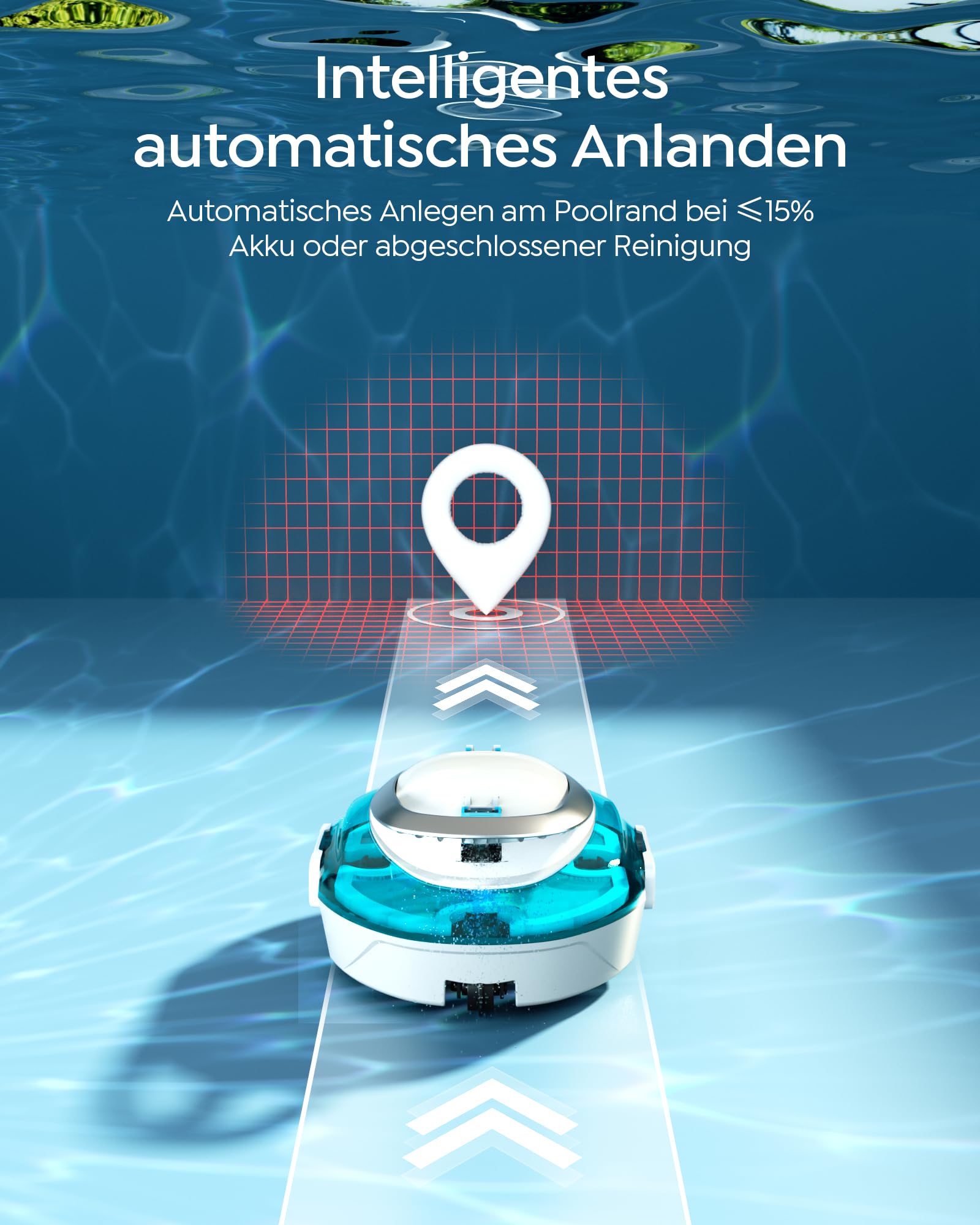 S2 Poolroboter,Doppelfiltration,Kabelloser Poolsauger Akku,Blau