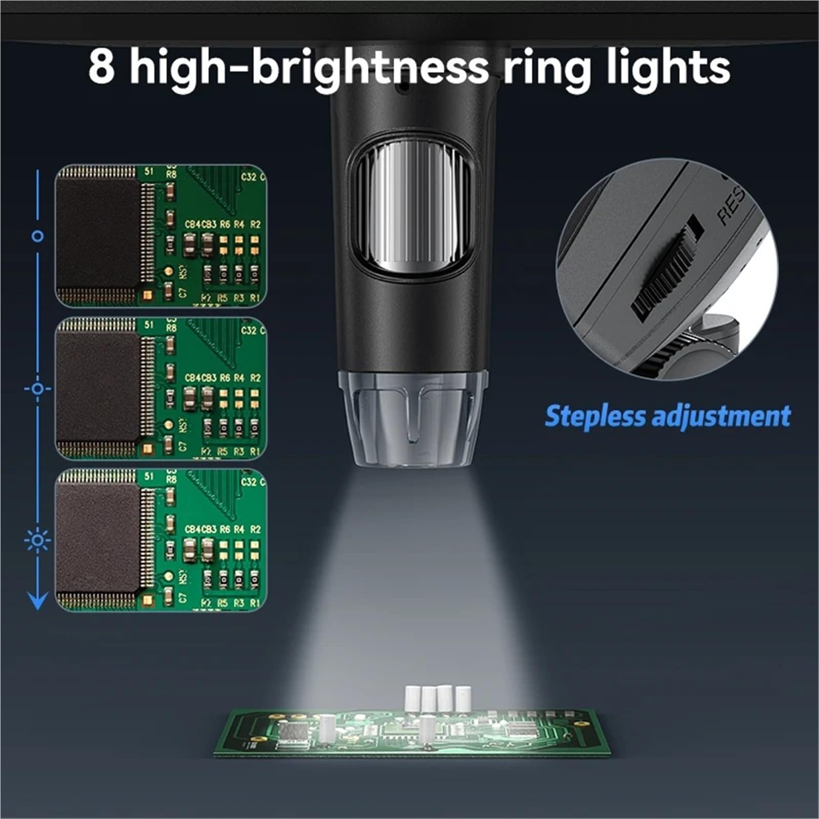 Microscopio, Microscopio elettronico digitale portatile con display da 5 MP e 7 pollici, foto e video con luci a 8 LED, zoom 1200X, batteria for laboratorio,Prodotti scientifici e da laboratorio