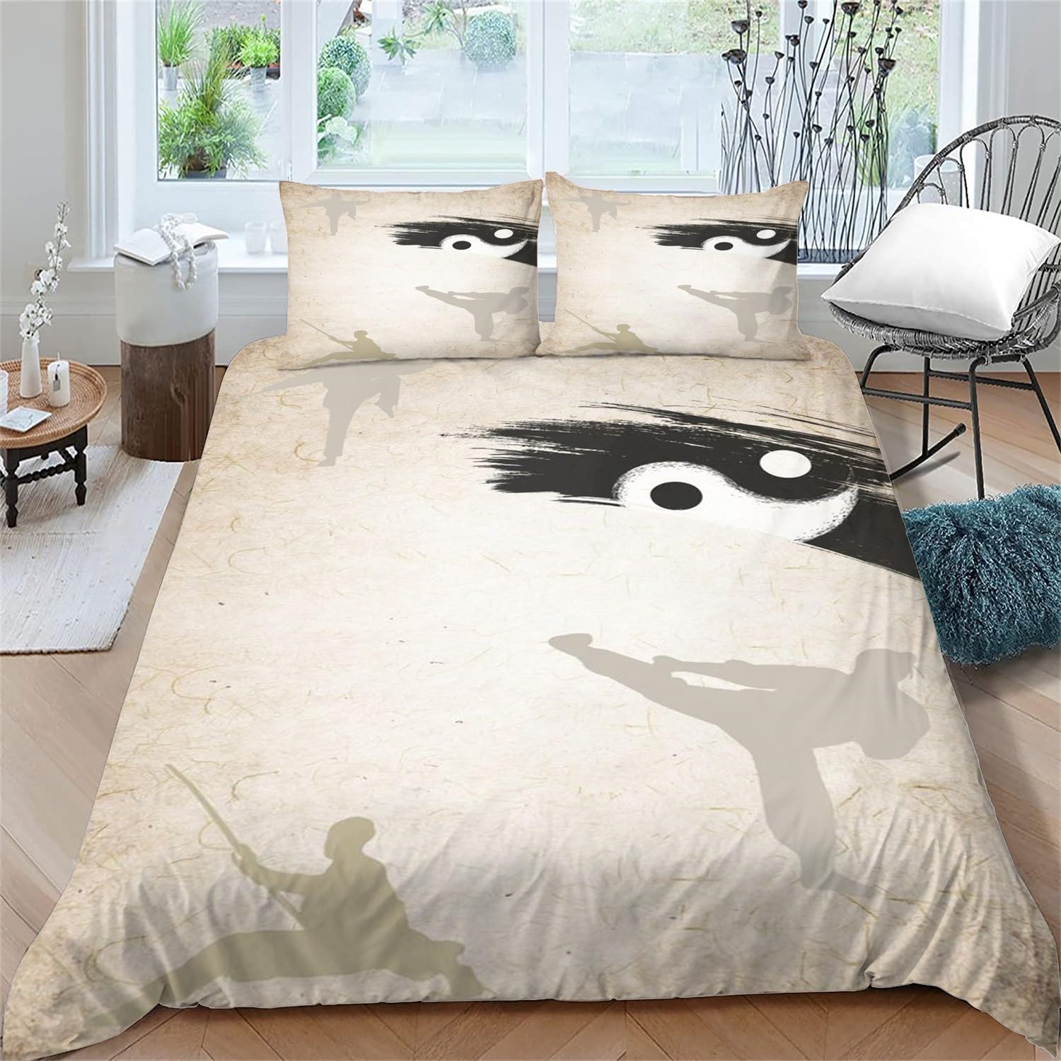 Housse de couette 160x200 cm arts martiaux avec 2 taies d'oreiller 65x65 cm