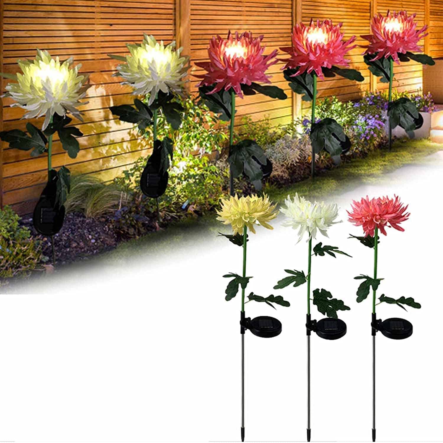 Éclairage paysager haut de gamme chrysanthème artificiel solaire durable